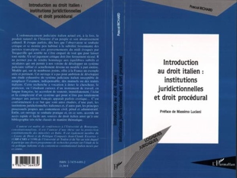 Pascal Richard - Introduction au droit italien : institutions juridictionnelles et droit procédural.