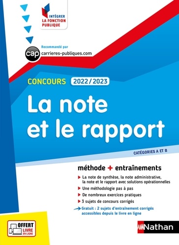 La note et le rapport. Concours catégorie A et B  Edition 2022-2023