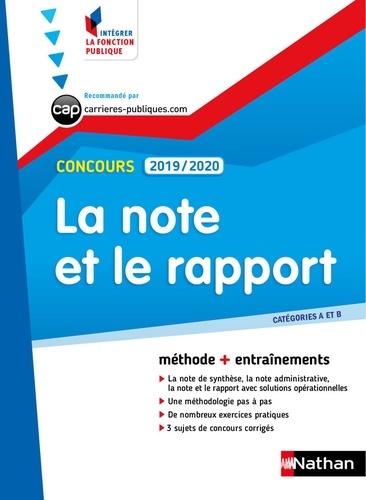 La note et le rapport. Concours catégorie A et B  Edition 2019-2020