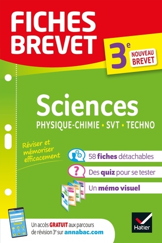 Fiches brevet Sciences 3e : Physique-Chimie, SVT, Technologie - Brevet 2023. fiches de révision & quiz