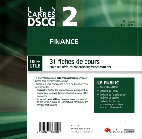 Finance DSCG 2. 31 fiches de cours pour acquérir les connaissances nécessaires  Edition 2018-2019