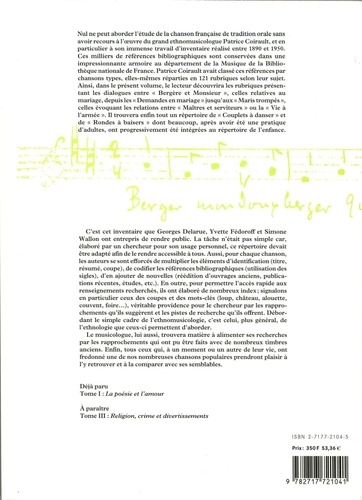 Répertoire des chansons françaises de tradition orale. Tome 2, Le mariage, la vie sociale et militaire, l'enfance