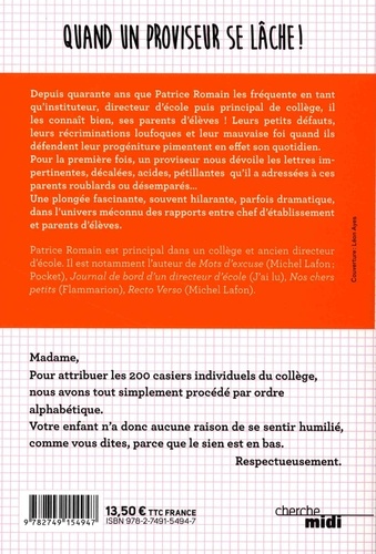 Quand un proviseur se lâche !. Lettres aux parents d'élèves - Occasion