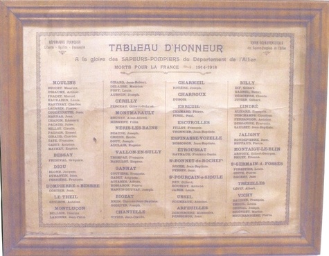 Les sapeurs-pompiers de l'Allier morts pour la France pendant la Grande Guerre