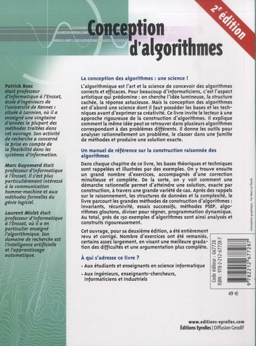 Conception d'algorithmes. Principes et 150 exercices corrigés 2e édition
