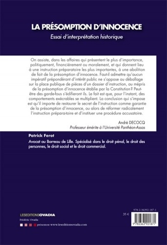 La Présomption d'innocence : essai d'interprétation historique