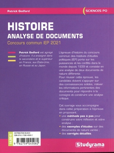Histoire, analyse de documents. Concours commun IEP  Edition 2021