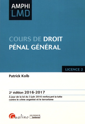 Cours de droit pénal général  Edition 2016-2017 - Occasion