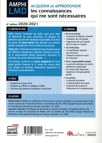Cours de droit pénal général  Edition 2020-2021