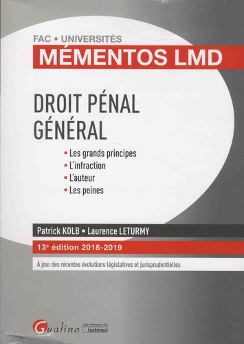 Droit pénal général  Edition 2018-2019