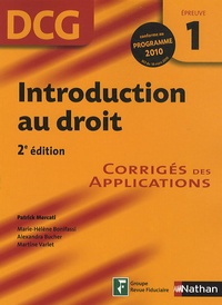 Patrick Mercati - Introduction au droit,  épreuve 1 DCG - Corrigé des applications.