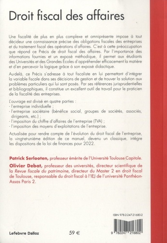 Droit fiscal des affaires  Edition 2022-2023