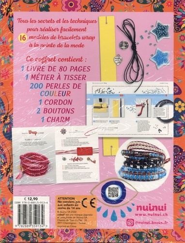 Bracelets wrap, techniques et 16 modèles originaux. Avec 1 livre de 80 pages, 1 métier à tisser, 200 perles de couleur