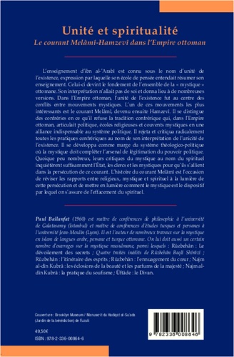 Unité et spiritualité. Le courant Melâmî-Hamzevî dans l'Empire ottoman