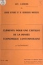 Paul Bousquier - Éléments pour une critique de la pensée économique contemporaine.