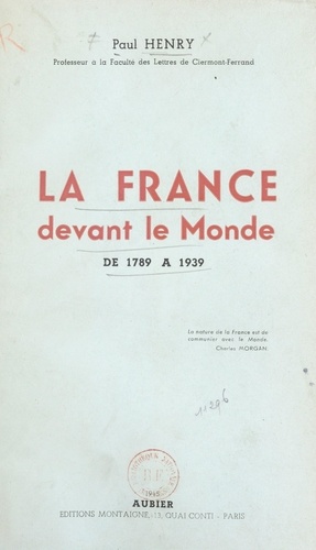 La France devant le monde de 1789 à 1939
