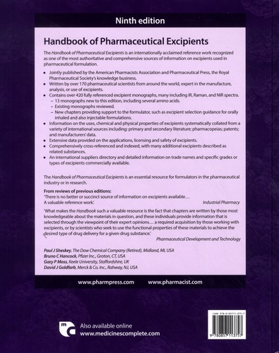 Handbook of Pharmaceutical Excipients 9th edition