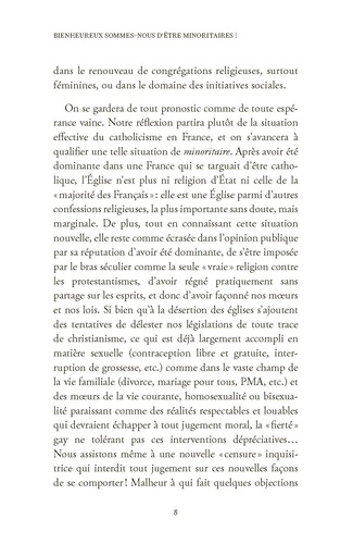 Bienheureux sommes-nous d'êtres minoritaires !. Du catholicisme en France