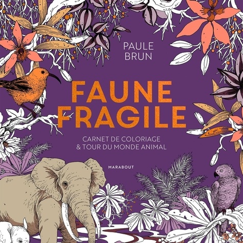 Paule Brun - Faune fragile - Carnet de coloriage & Tour du monde animal.