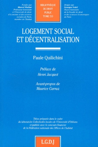 Paule Quilichini - Logement Social Et Decentralisation.