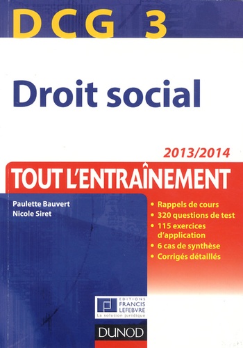 Paulette Bauvert et Nicole Siret - DCG 3 Droit social - Tout l'entraînement.