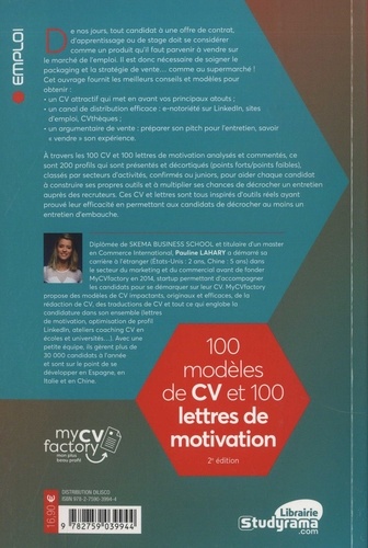 100 Modeles De Cv Et 100 Lettres De Motivation De Pauline Lahary Grand Format Livre Decitre