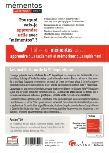 Les institutions de la Ve République  Edition 2019-2020
