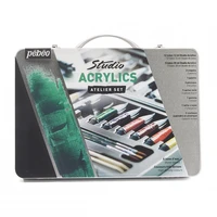 Coffret atelier métal - studio acrylics : 12 tubes 12 ml couleurs assorties. 5 t