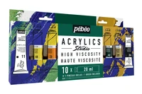 Pack studio acrylics 10 tubes 20 ml + 1 brosse soies beau blanc gratuite