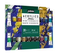 Pack studio acrylics 20 tubes 20 ml + 1 brosse soies beau blanc gratuite