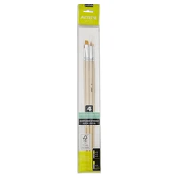 Pochette 4 pinceaux manche long plat + rond - poly d - 100% wood fsc