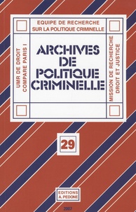 Pascal Beauvais - Archives de politique criminelle N° 29 : .