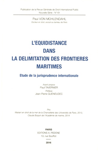 Paul Von Mühlendahl - Revue générale de droit international public N° 61 : L'équidistance dans la délimitation des frontières maritimes - Etude de la jurisprudence internationale.