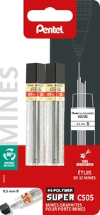 2 étuis de 12 mines graphites pour porte-mines 0,5 mm - B