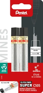 2 étuis de 12 mines graphites pour porte-mines 0,5 mm - HB