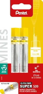 2 étuis de 15 mines graphites pour porte-mines 0,9 mm - HB