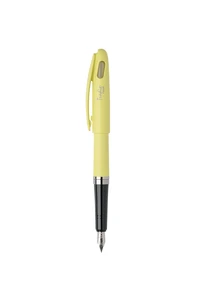 Stylo plume metal tradio jaune pastel encre bleue