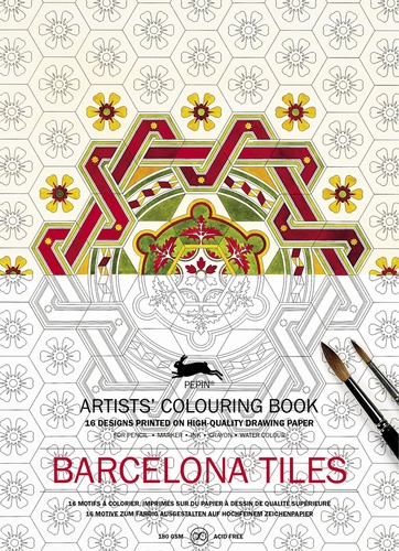  Pepin Press - Barcelona Tiles - 16 motifs à colorier, imprimés sur du papier à dessin de qualité supérieure.