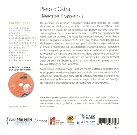 Piero d'Ostra - Réécrire Brassens ? de Perle Abbrugiati - Grand Format -  Livre - Decitre