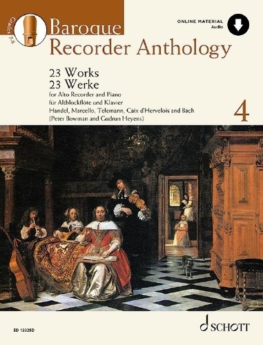 Peter Bowman et Gudrun Heyens - Schott Anthology Series Vol. 4 : Baroque Recorder Anthology - 23 Œuvres pour flûte à bec alto avec accompagnement de piano. Vol. 4. treble recorder and piano..
