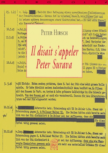 Peter Hirsch - IL DISAIT S'APPELER PETER SURAVA.