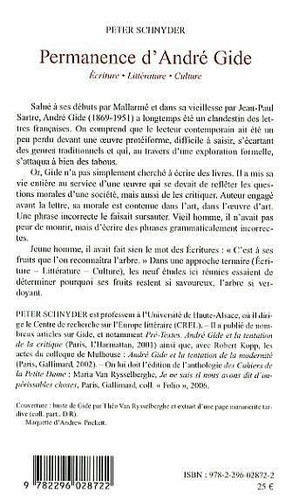 Permanence d'André Gide. Ecriture, Littérature, Culture