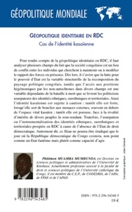 Philémon Muamba Munbunda - Géopolitique identitaire en rdc - Cas de l'identité kasaïenne.