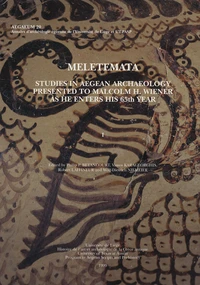 Studies in Aegean Archaeology Presented to Malcolm H. Wiener as He Enters his 65th Year en 3 volumes