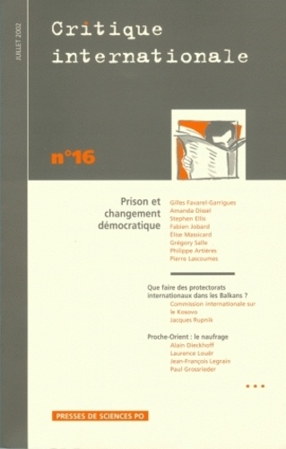 Philippe Artières et Pierre Lascoumes - Critique Internationale N° 16 Juillet 2002 : Prison Et Changement Democratique.