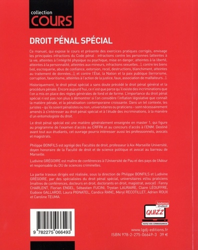 Droit pénal spécial. Cours & TD  Edition 2022
