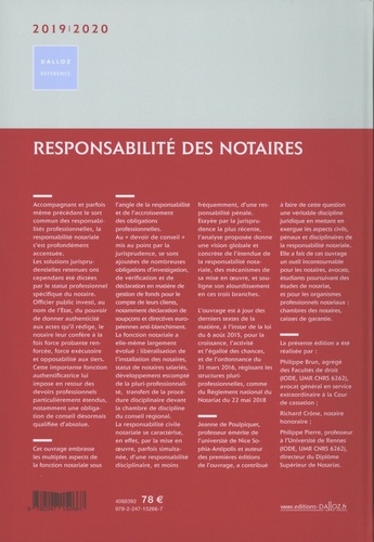 Responsabilité des notaires. Civile, disciplinaire, pénale  Edition 2019-2020