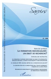 Philippe Carré - Savoirs N° 21, 2009 : La formation individualisée : un objet de recherche ?.