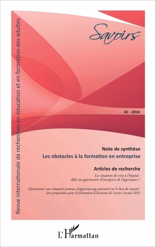 Philippe Carré - Savoirs N° 41, 2016 : Les obstacles à la formation en entreprise.