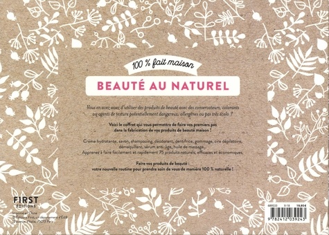 Coffret beauté naturelle - 75 recettes de produits de beauté au naturel. Avec 1 bol, 1 fouet, 4 cuillères doseuses, 3 pots hermétiques en verre
